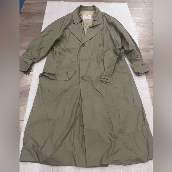 [40R]Aquascutum Men's Olive Green Trench Coat - Picture 1 of 10